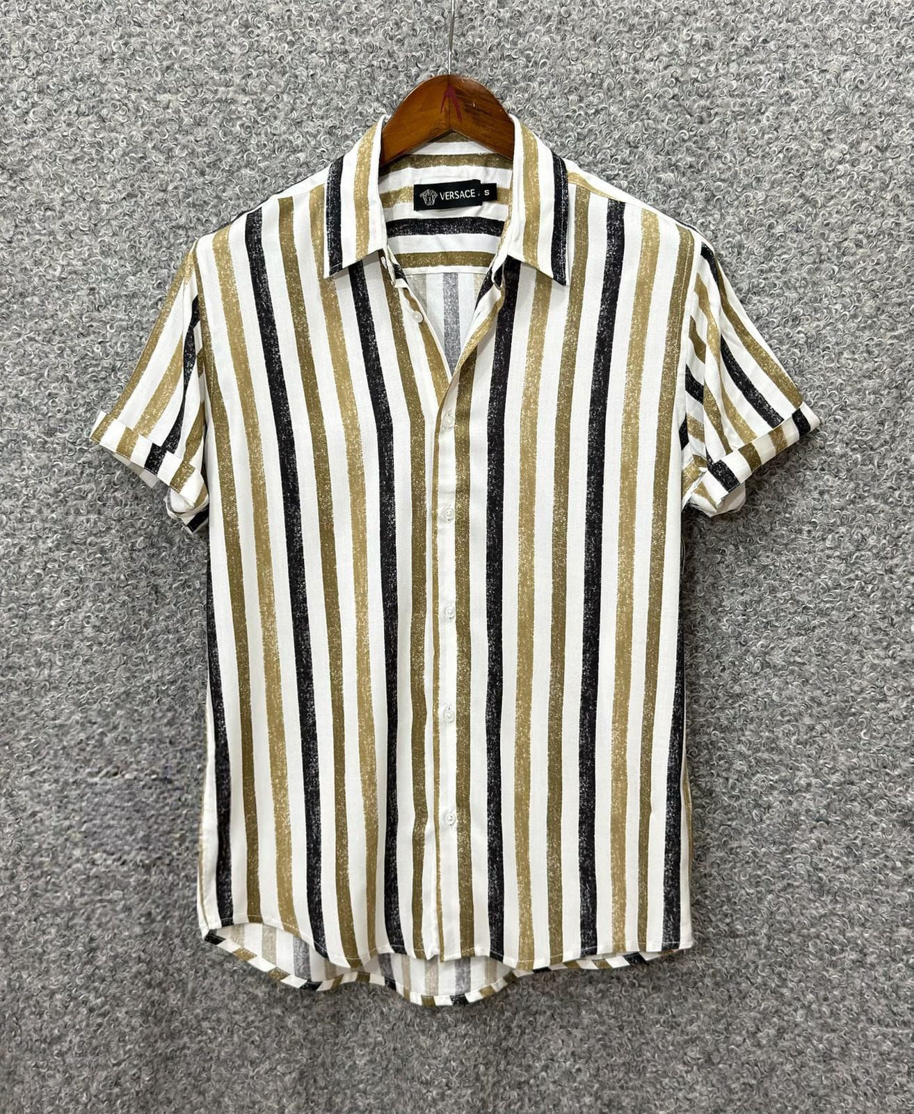 HAWAI SHIRT - OLIVE AND BLACK STRIPE