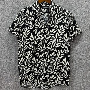 HAWAI SHIRT - BLACK LEAFY